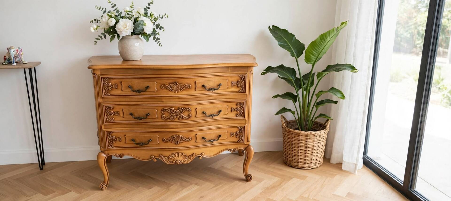 Louis XV curved bow commode style