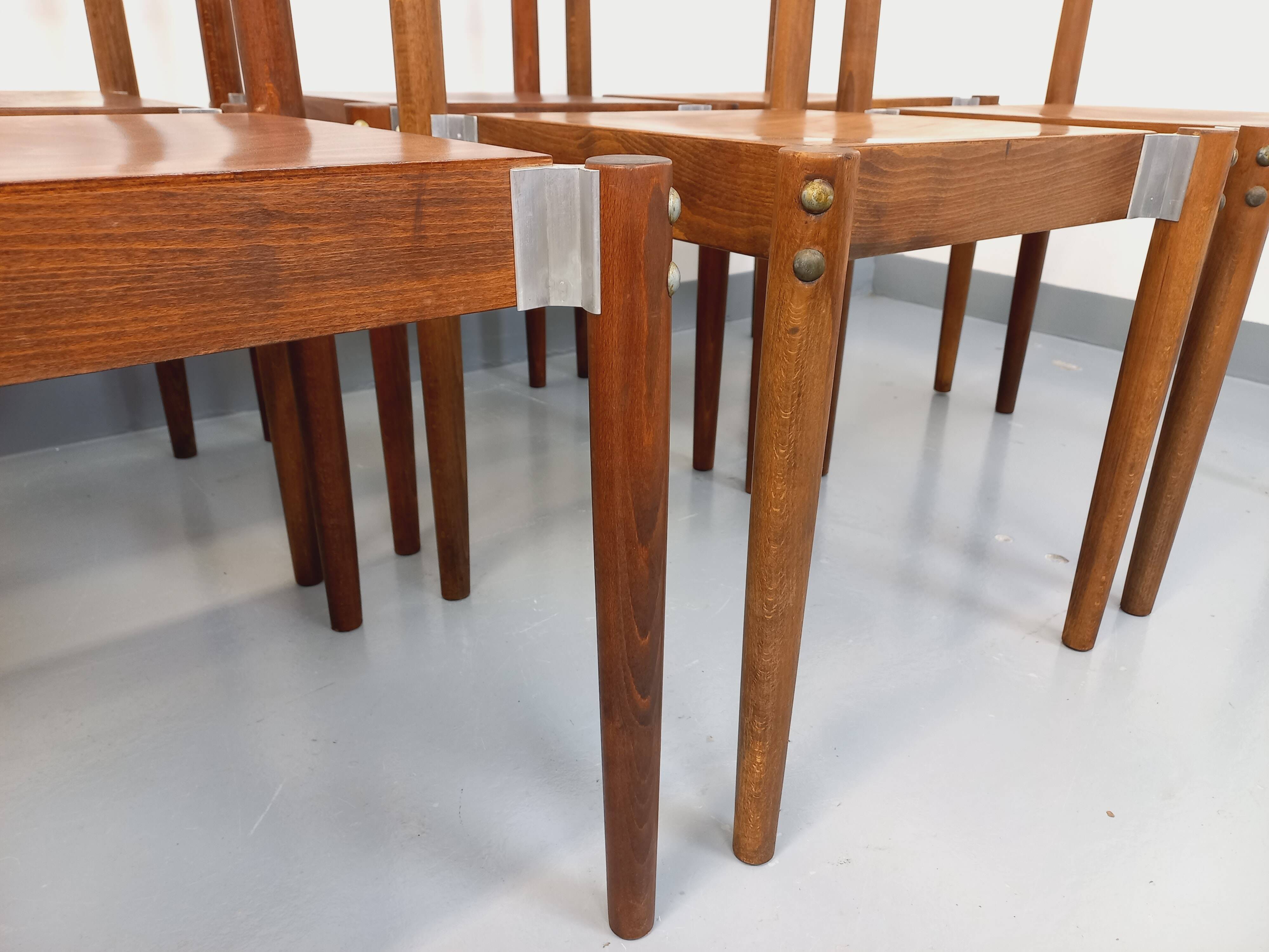 Set of 8 stackable chairs from the Czech manufacturer Bukoza