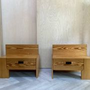 2 pine wood bedside table 1970 design