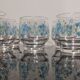 Set of 10 water glasses Veronica Luminarc Arcoroc decoration small blue flowers 80's