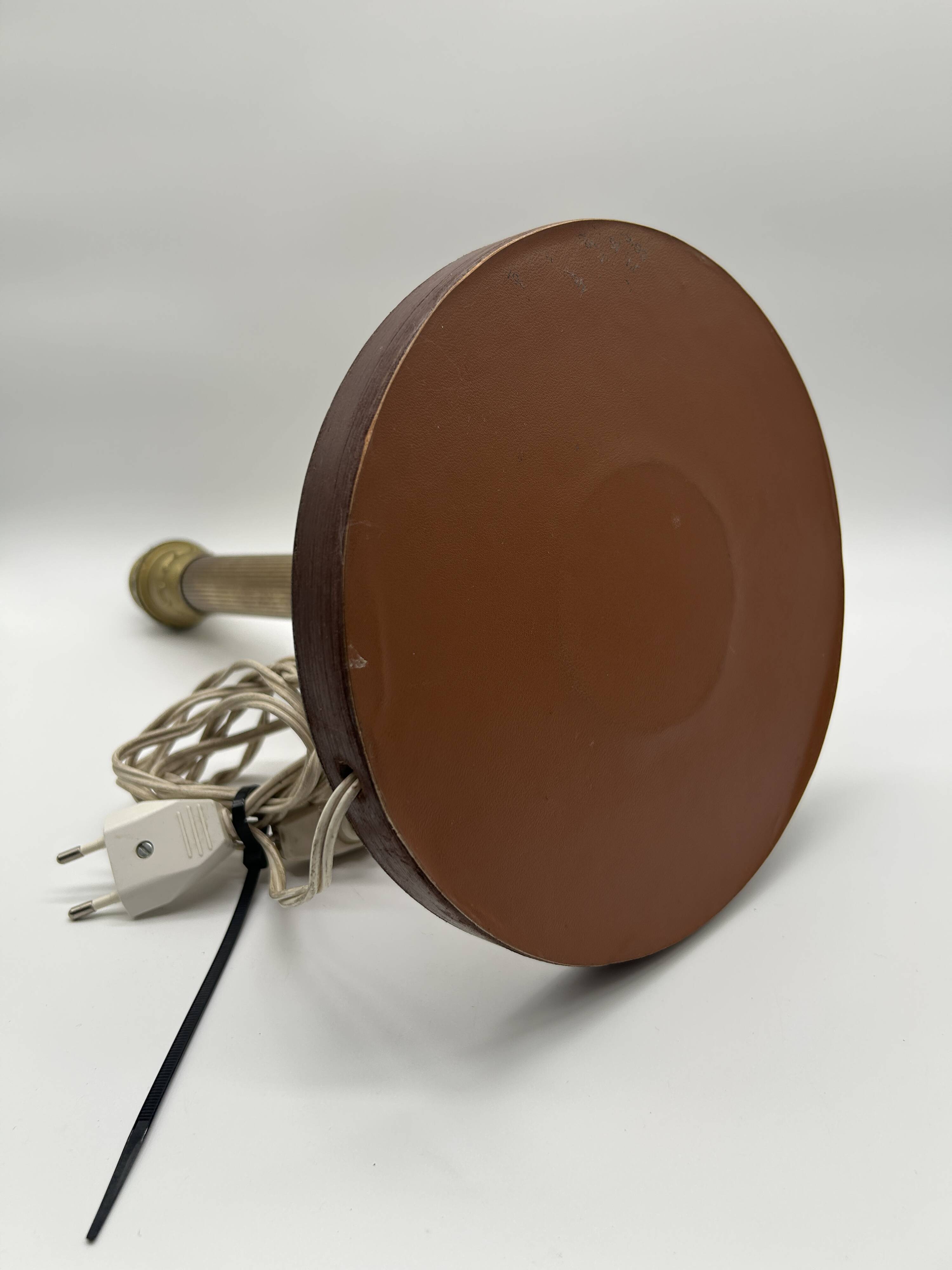 1950s desk lamp - brass/leather