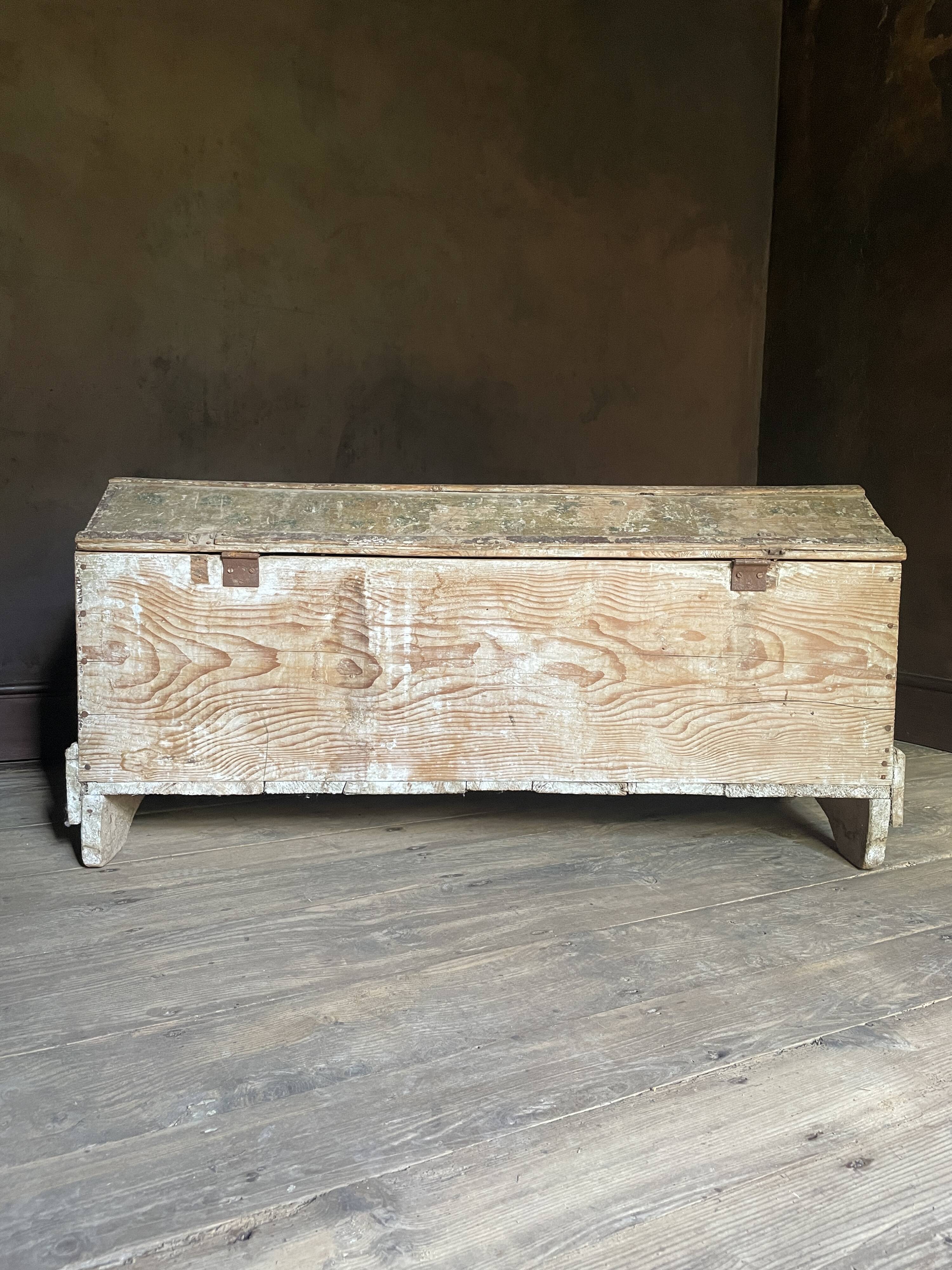 Large Antique 19th Century Continental Painted Pine Blanket Chest | Antique