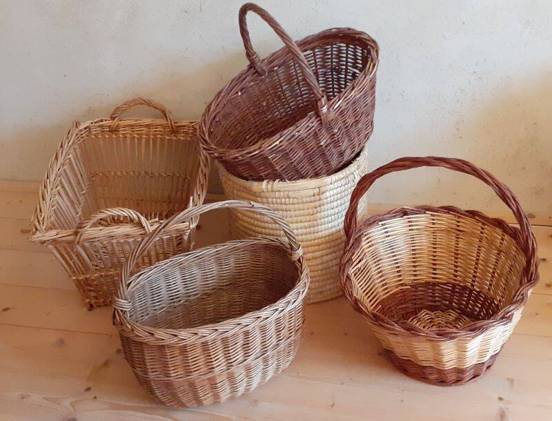 Panière corbeille ronde vintage en paille