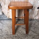 Ancien tabouret bois clair vintage