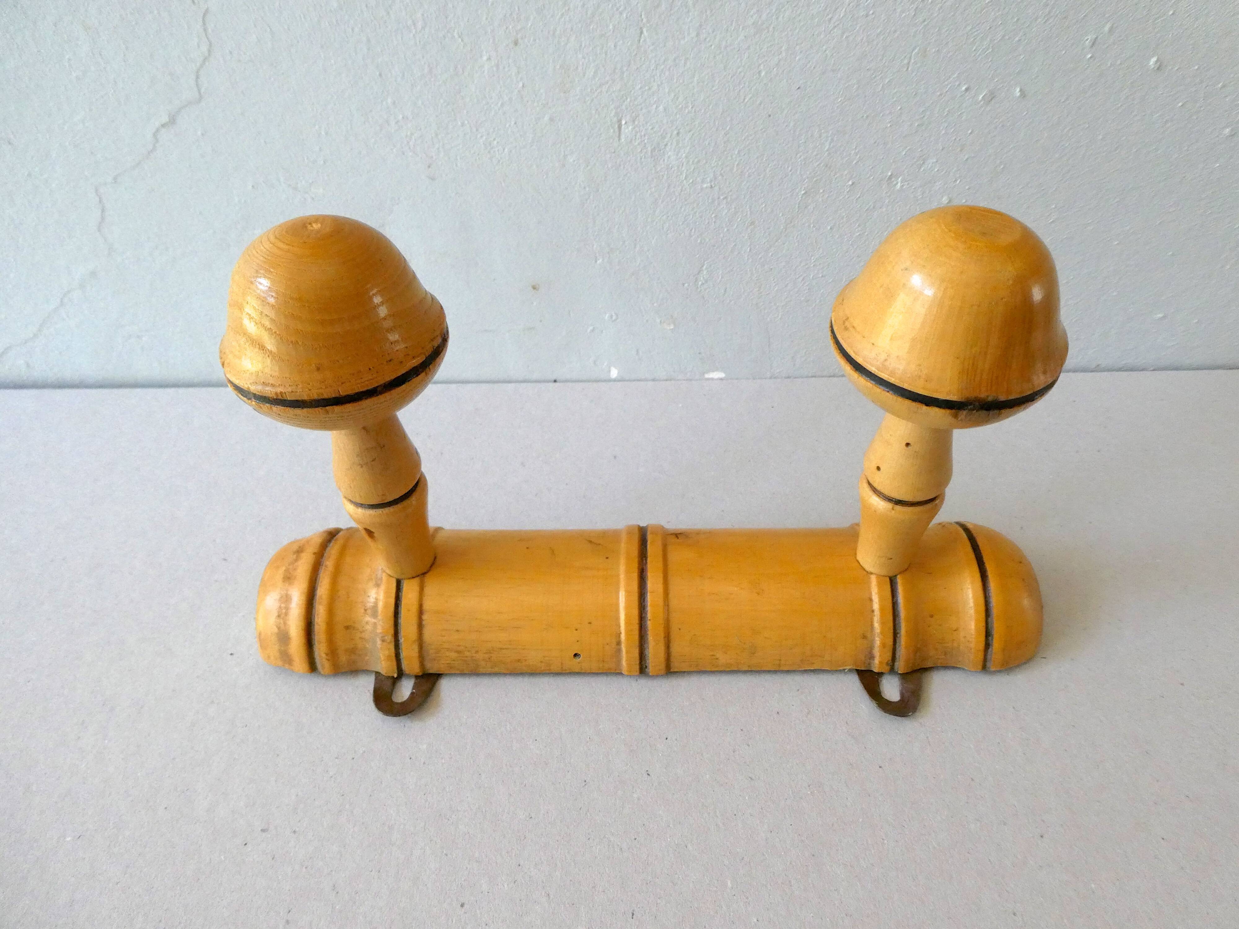 2 wooden pads coat rack imitating bamboo