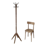 Vintage 60s coat rack in solid raw wood