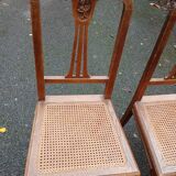 4 anciennes chaises cannée en bois