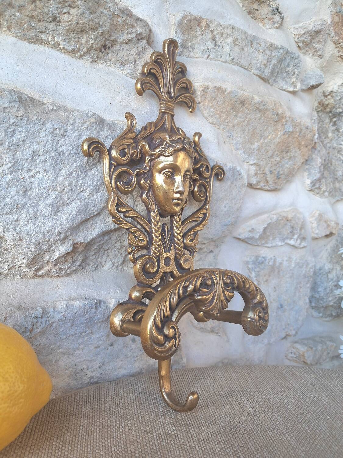 Antique brass coat hook