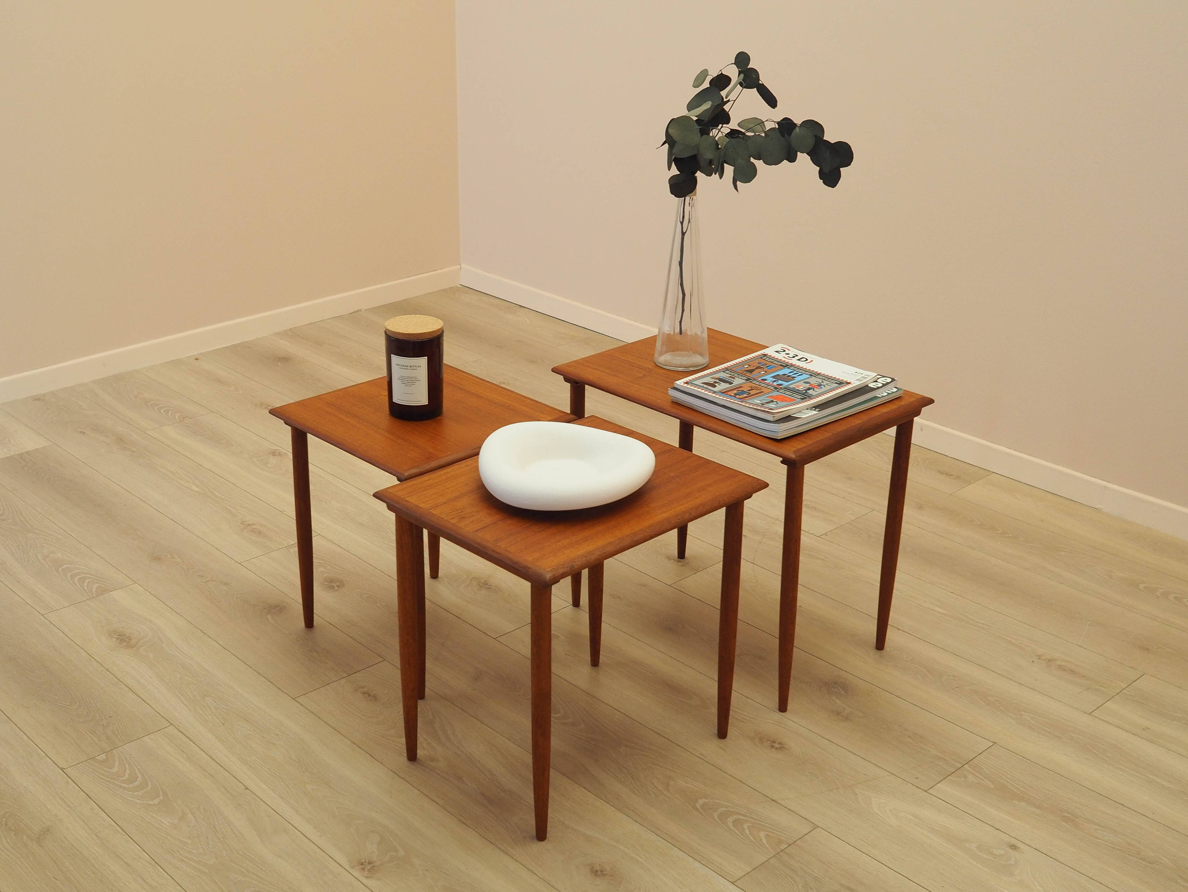 Nest of teak tables, Danish design, 1970s, made in Denmark