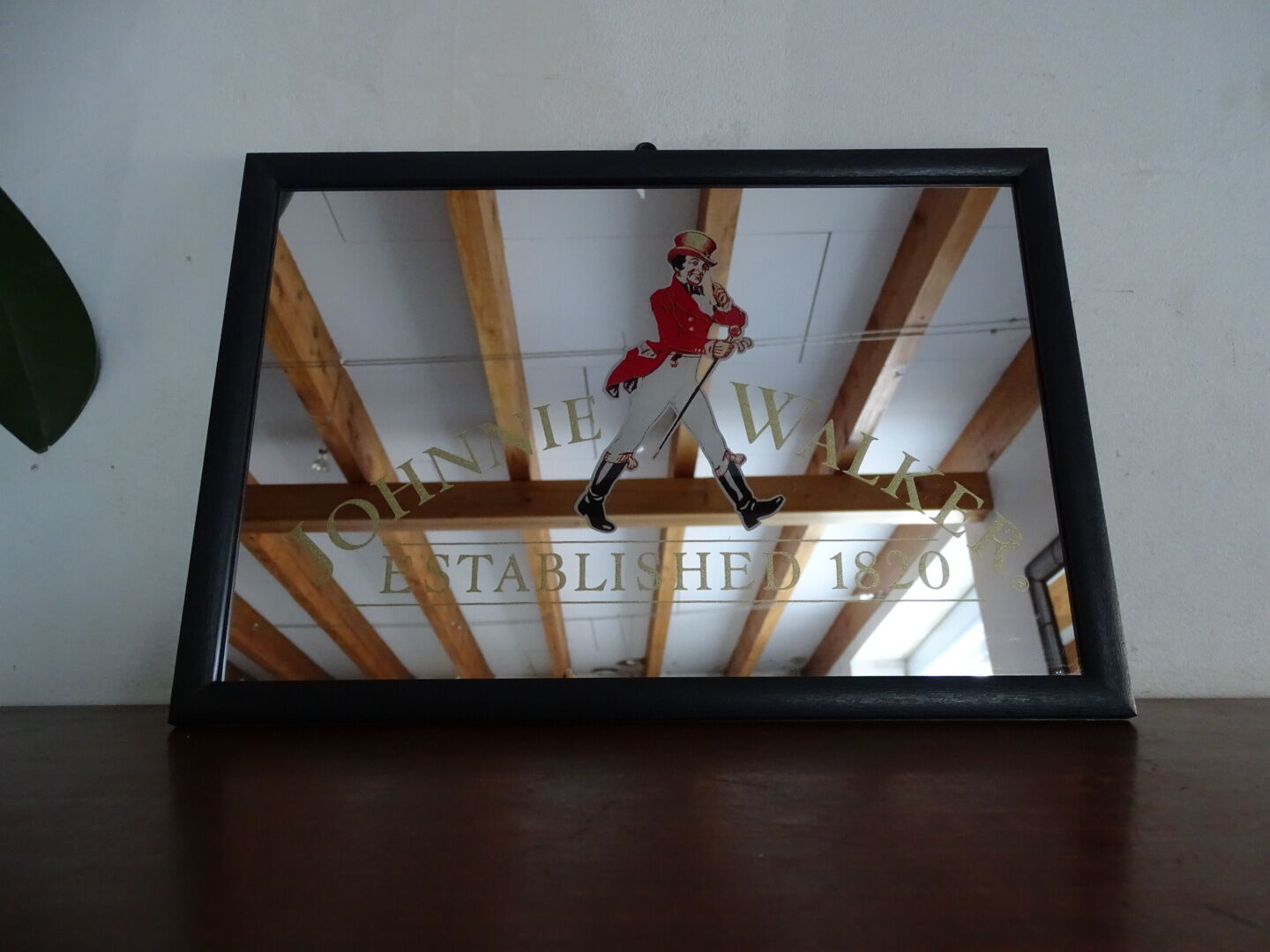 Miroir publicitaire Johnnie Walker - Déco bar vintage - 32 x 22