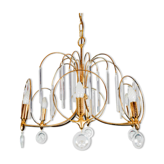 Chandelier 6 brass lights 1950