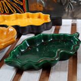 Trio of vintage ceramic leaves from the 50s and 60s