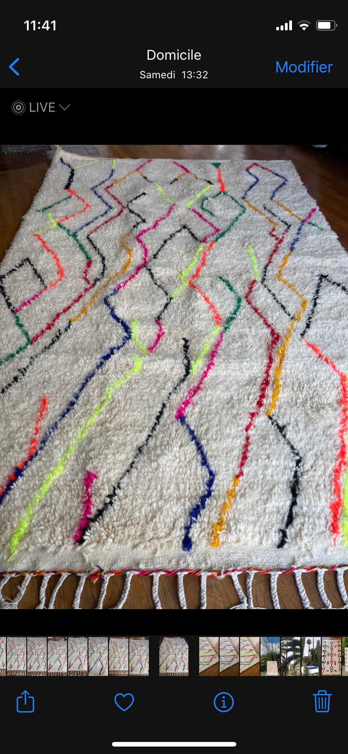 Berber rug Azilal colorful white with minimalist patterns multicolored and modern fluorescent