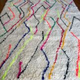 Berber rug Azilal colorful white with minimalist patterns multicolored and modern fluorescent