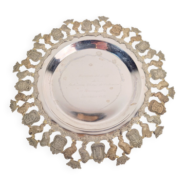 900 Pure Silver Platter from Florentina, Bogota, Colombia, 1970s
