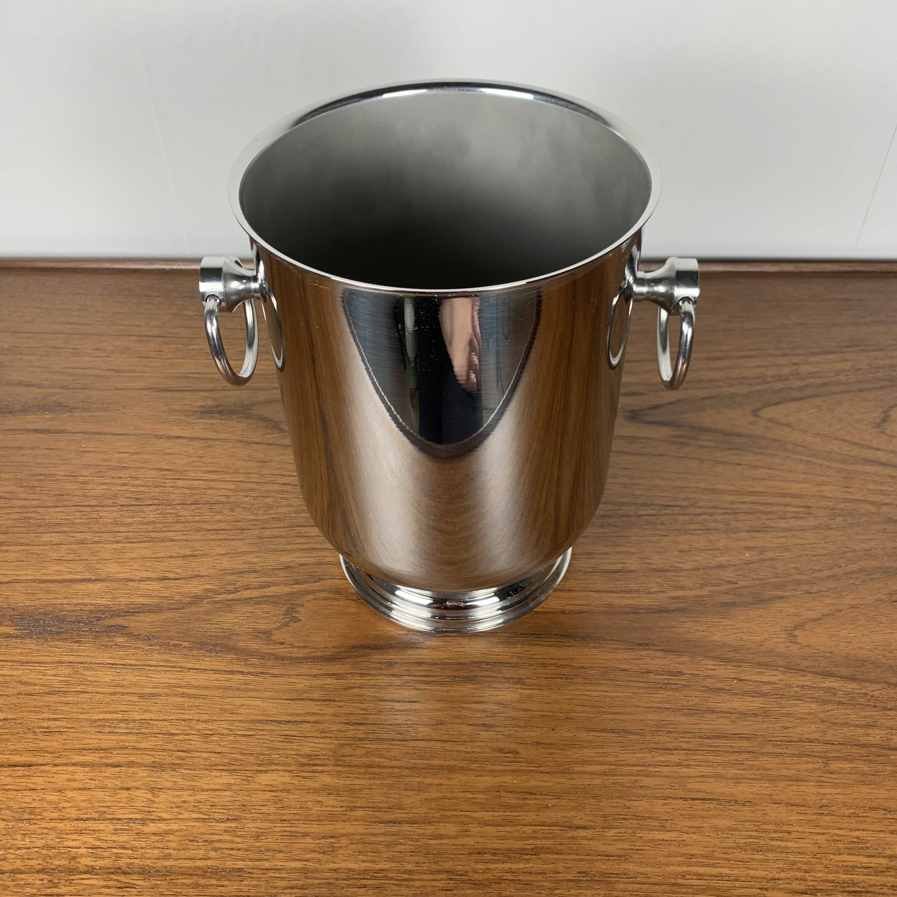 Sceau à champagne en inox Jean couzon, 1970