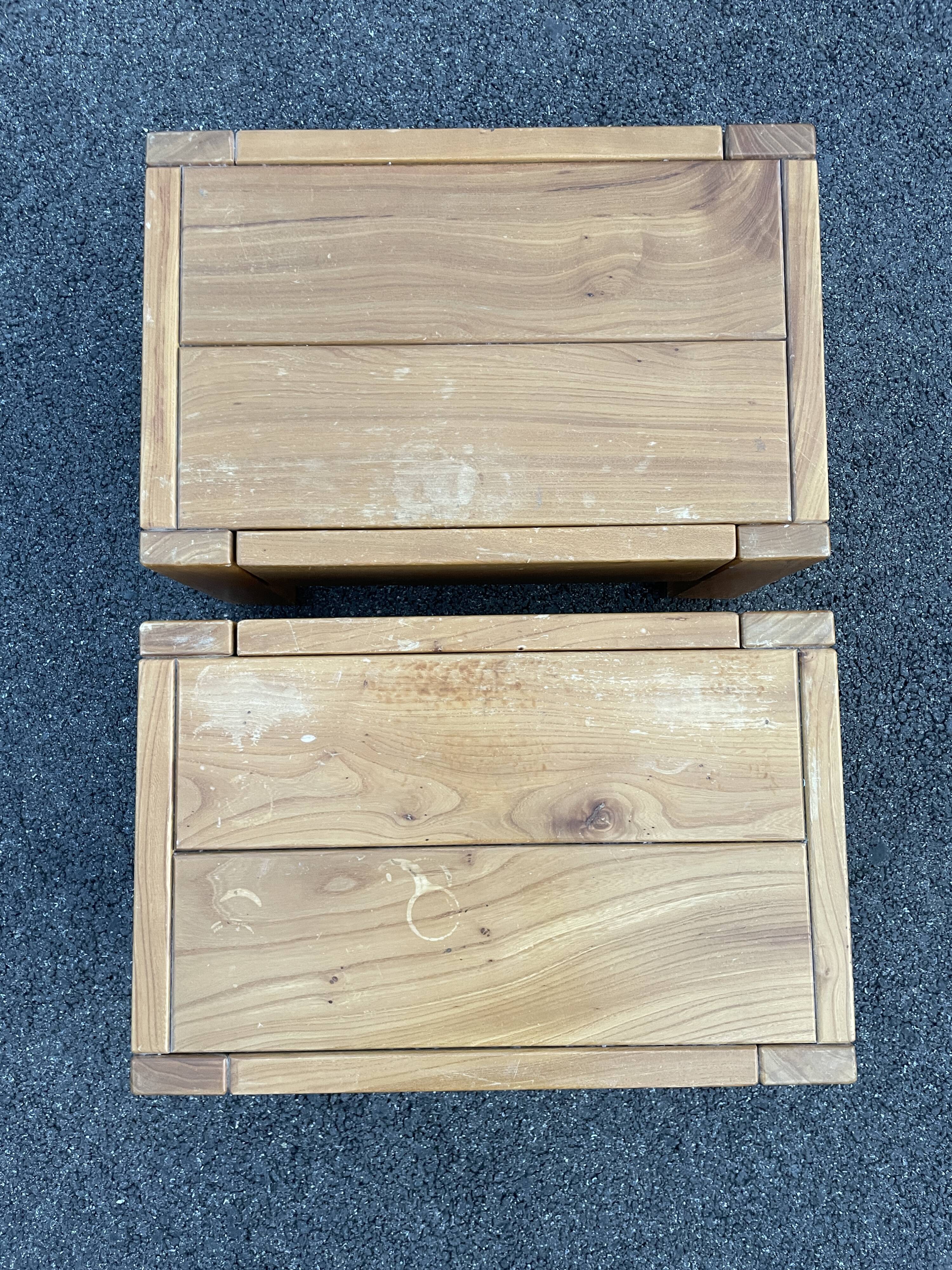 Pair of bedside tables vintage solid elm home revived bedside table