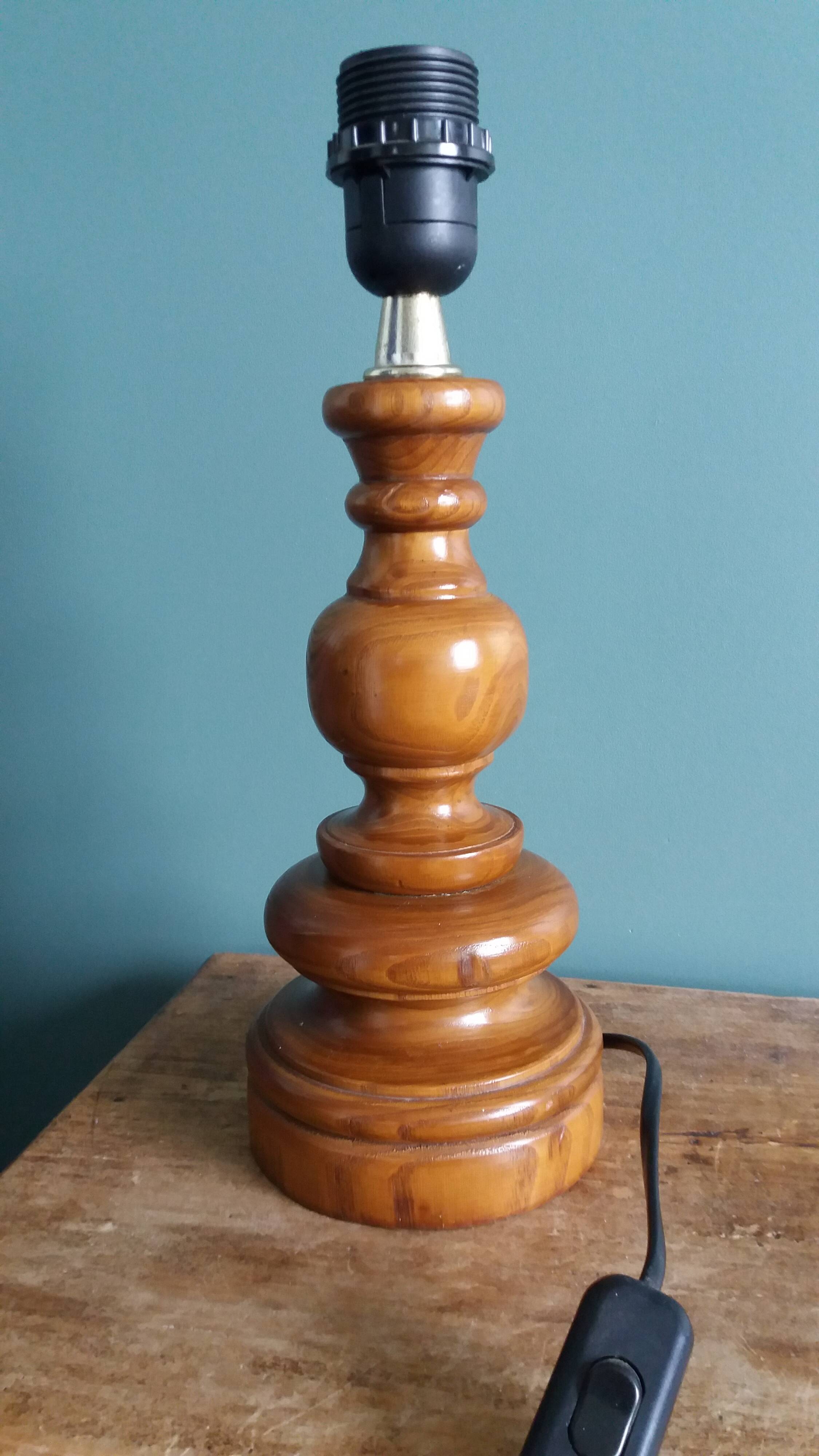 Lamp, turned wooden base