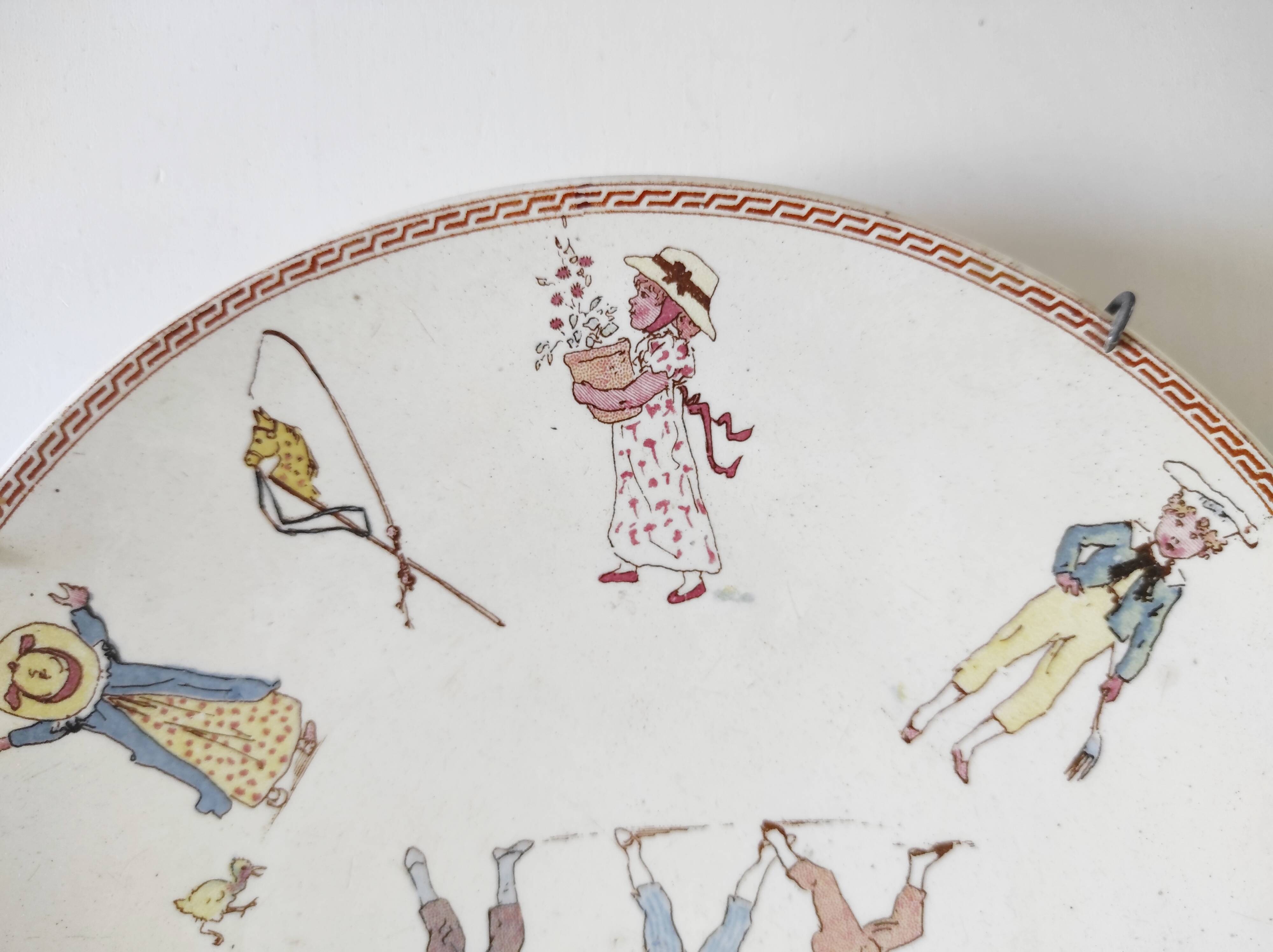 Assiette décorative aux enfants sarreguemines