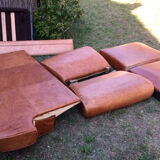 Club sofa in light brown cowhide leather