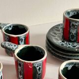 6 vintage luc vallauris art ceramic cups and saucers