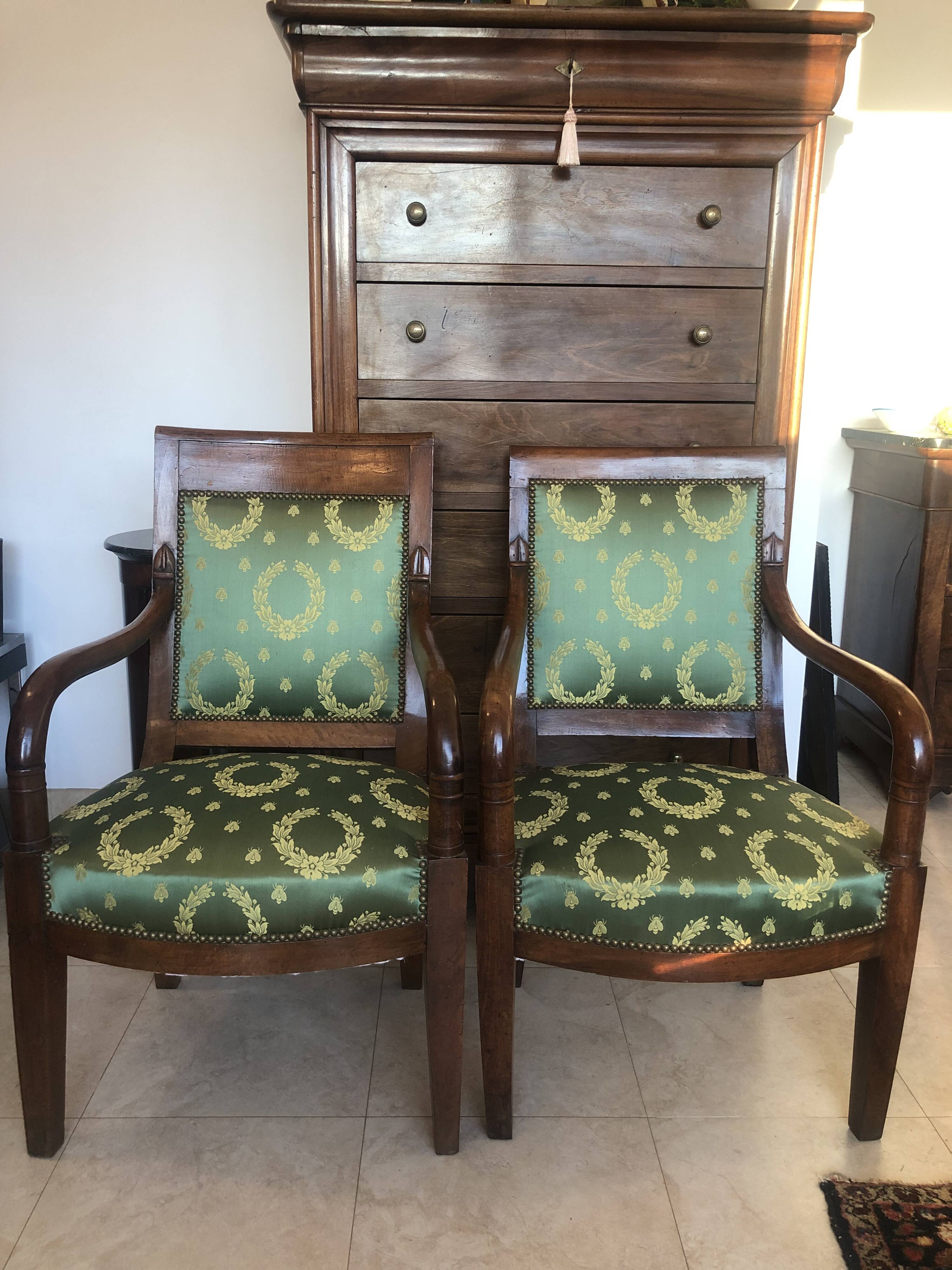 Pair of Charles X restoration period armchairs – 19th century
