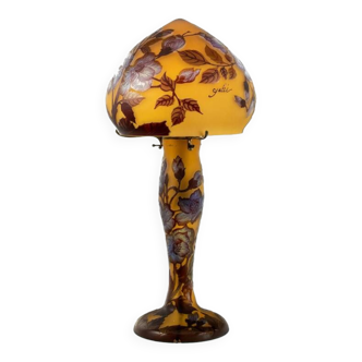 Lampe Champignon en verre multicouche à décor de fleurs