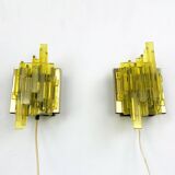 Pair of brutalist wall lights, Claus Bolby for Cebo Industri, Denmark, 1970.