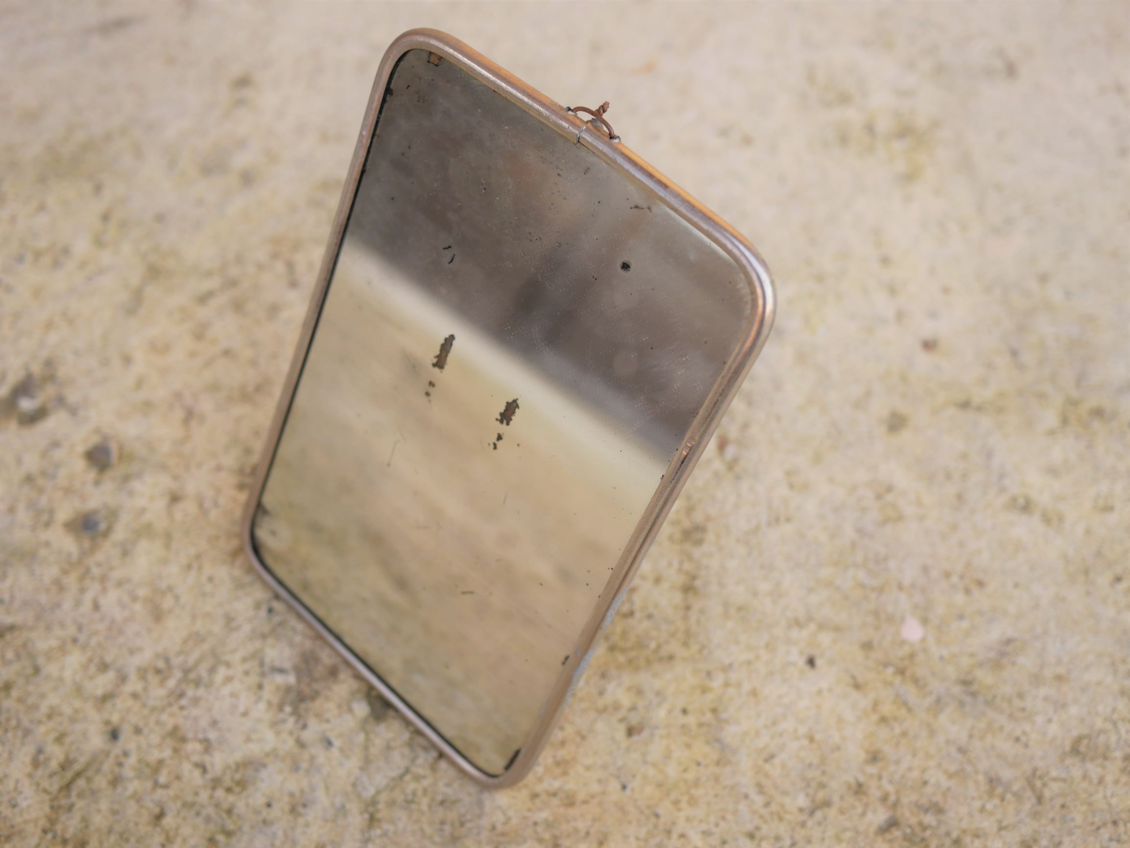 Vintage silver barber's mirror 20cm x 13cm