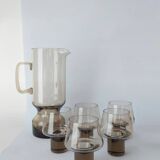 Smoked 70s carafe and glass set