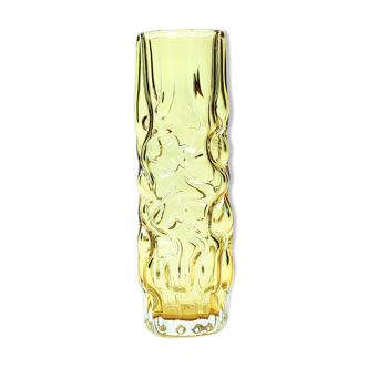 Vase jaune cerveau par Pavel Hlava en verre Union Crystalex Tchécoslovaquie 1968
