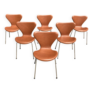 Fritz Hansen series 7 Vlinderstoelen in Cognac leather NIEUW!!