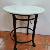 Iron pedestal table and marble top
