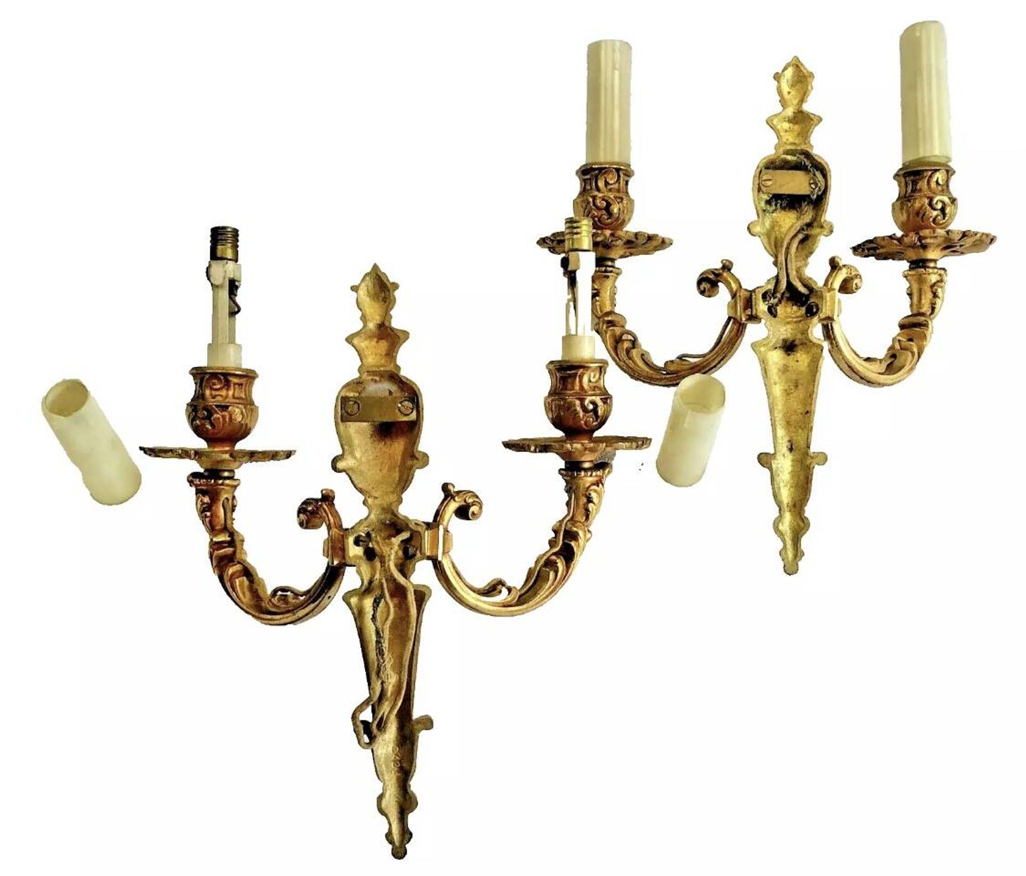 2 anciennes appliques bronze style Louis XVI
