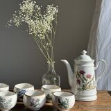 Teapot with stylized pink flower patterns brand Made in Korea H23