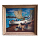Surrealist oil on canvas Robert Degenève Belgian fishing boats