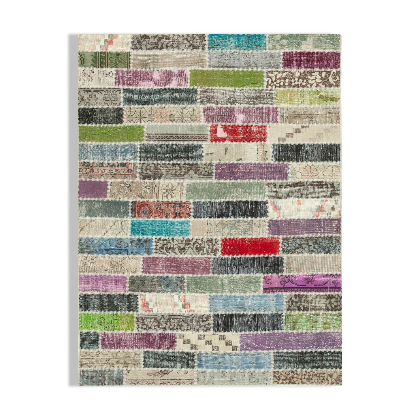 Handwoven anatolian contemporary 173 cm x 231 cm multicolor patchwork rug