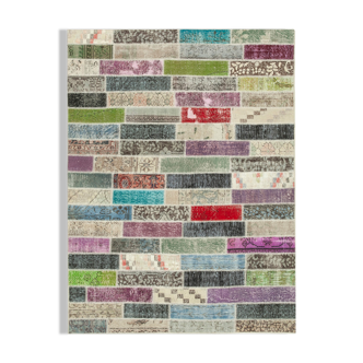 Handwoven anatolian contemporary 173 cm x 231 cm multicolor patchwork rug