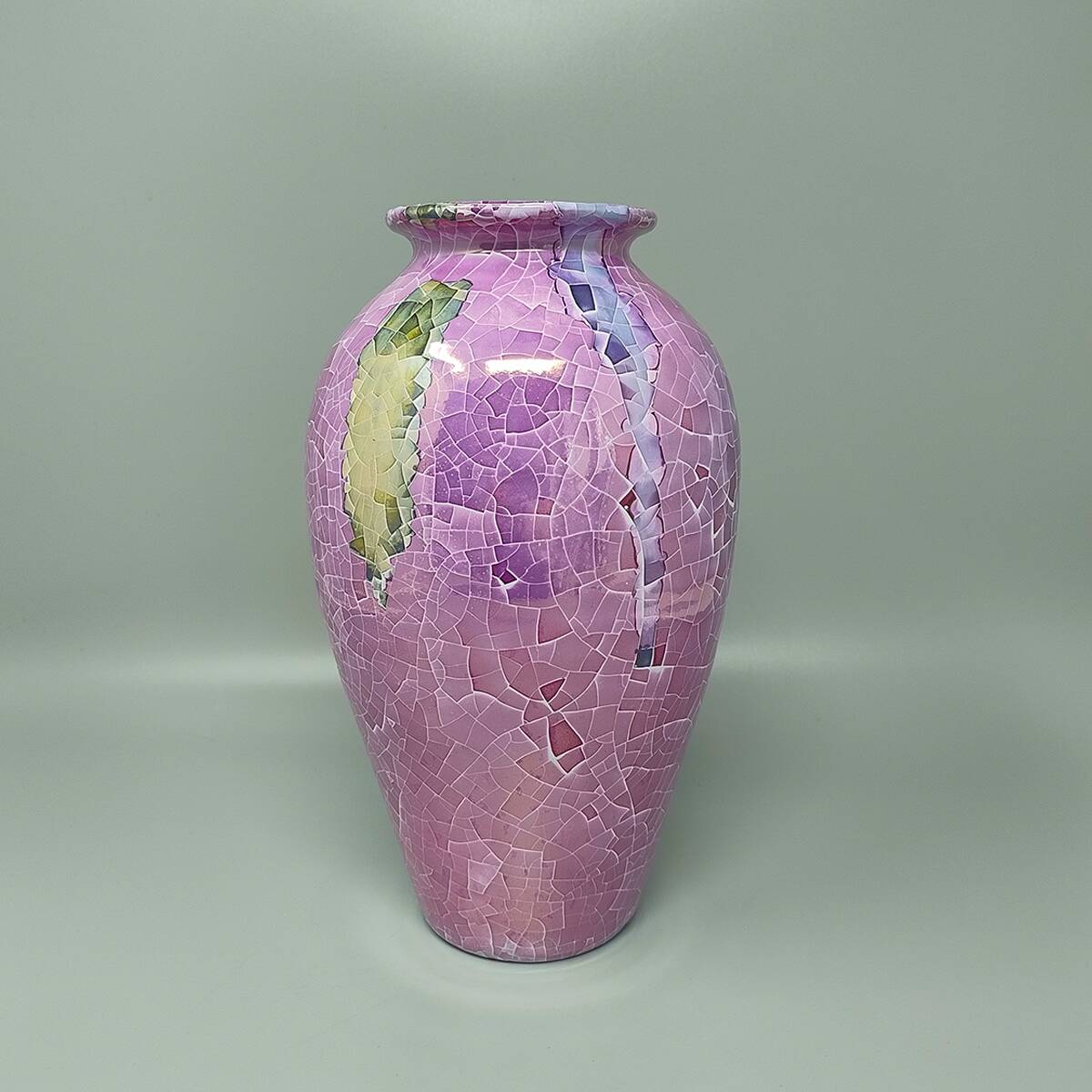 1960s Astonishing Giuseppe Locci Polycrome Craquelé Vase in Sardinian Ceramic. Made in Italy