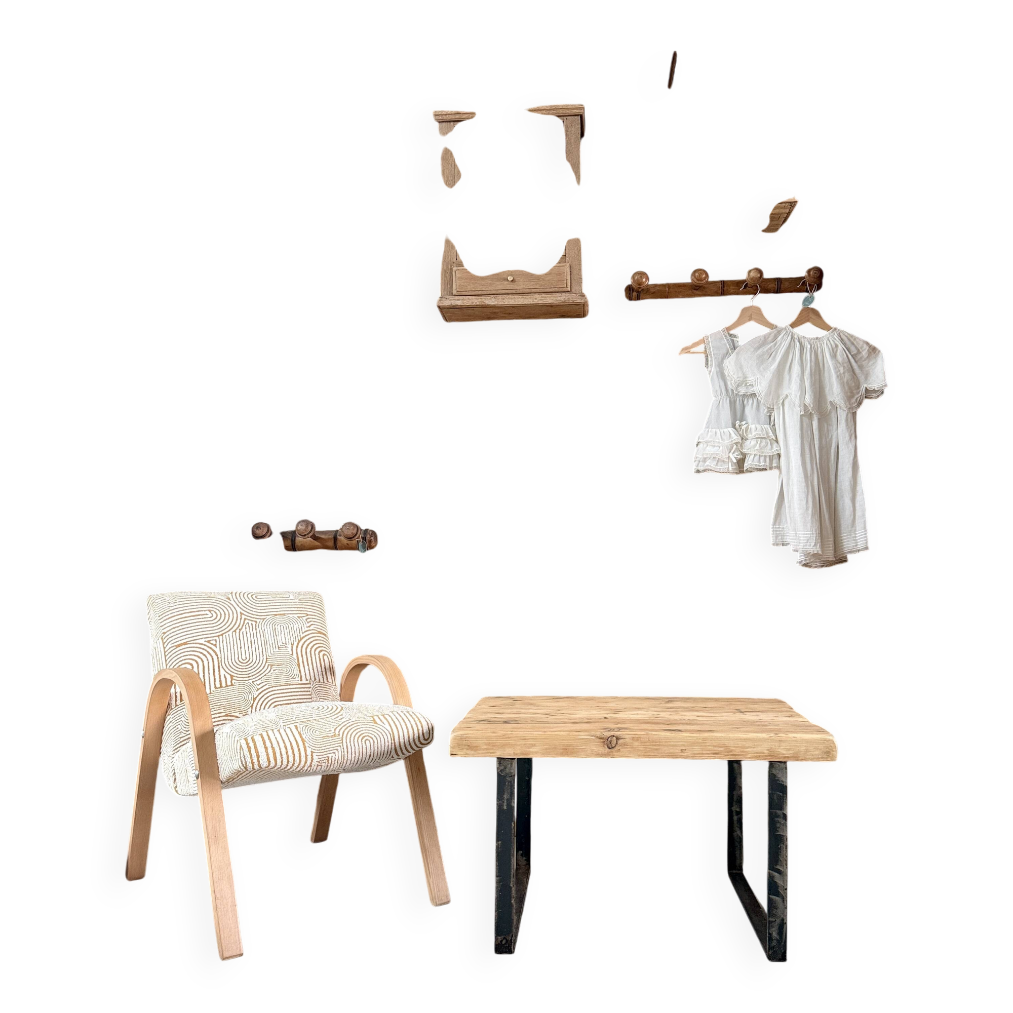 SNCF wood and metal coffee table