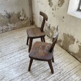 Pair of Aranjou elm “T” chairs