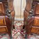 Pair of small bombe chests – Louis XV style – Marquetry & Marble –