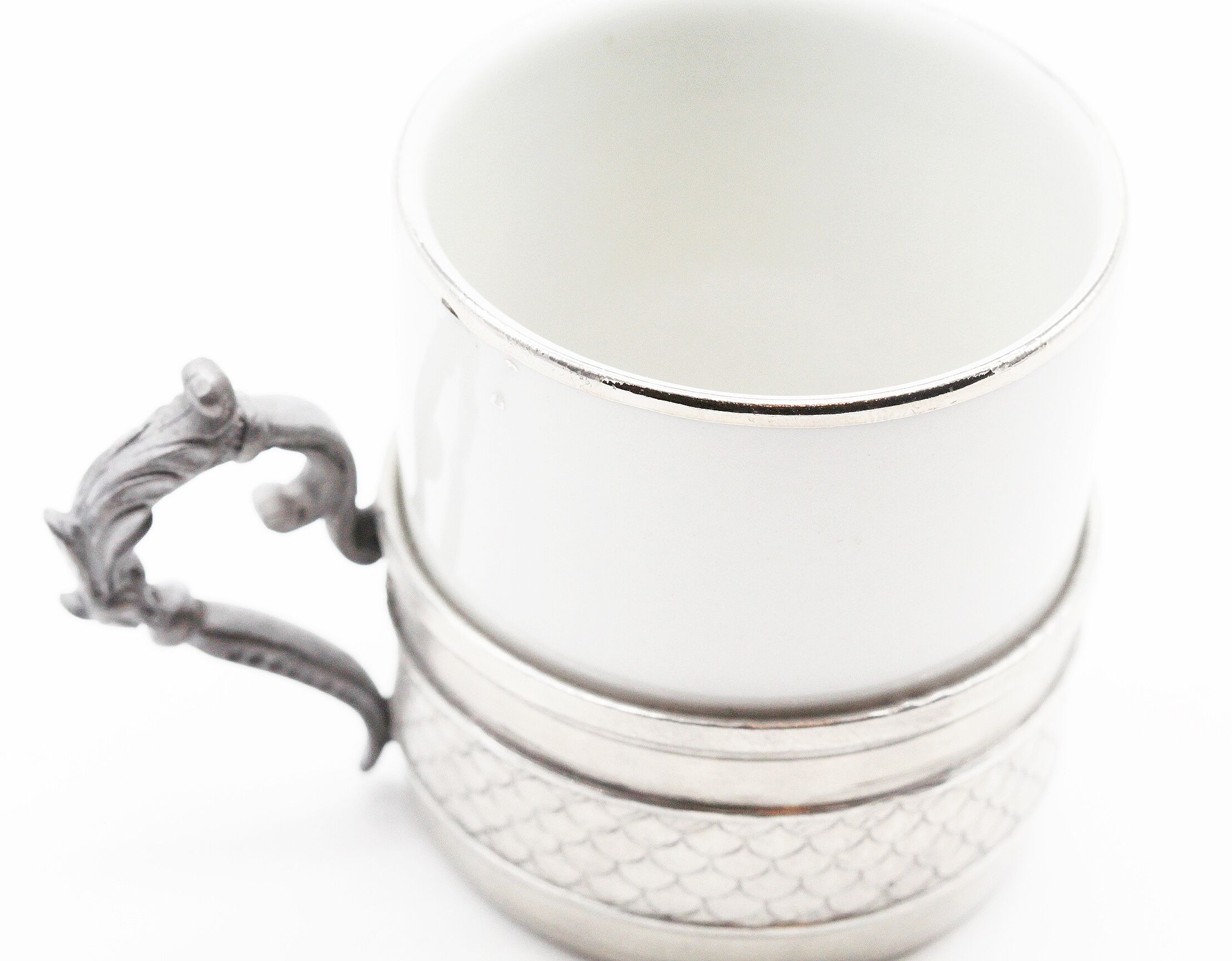 White and silver cup
