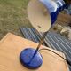 Blue metal desk lamp in mid-century style from the 1970s, chrome stem.