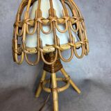 Mid-Century French Rattan and Wicker Table Lamps by Louis Sognot, 1960s,