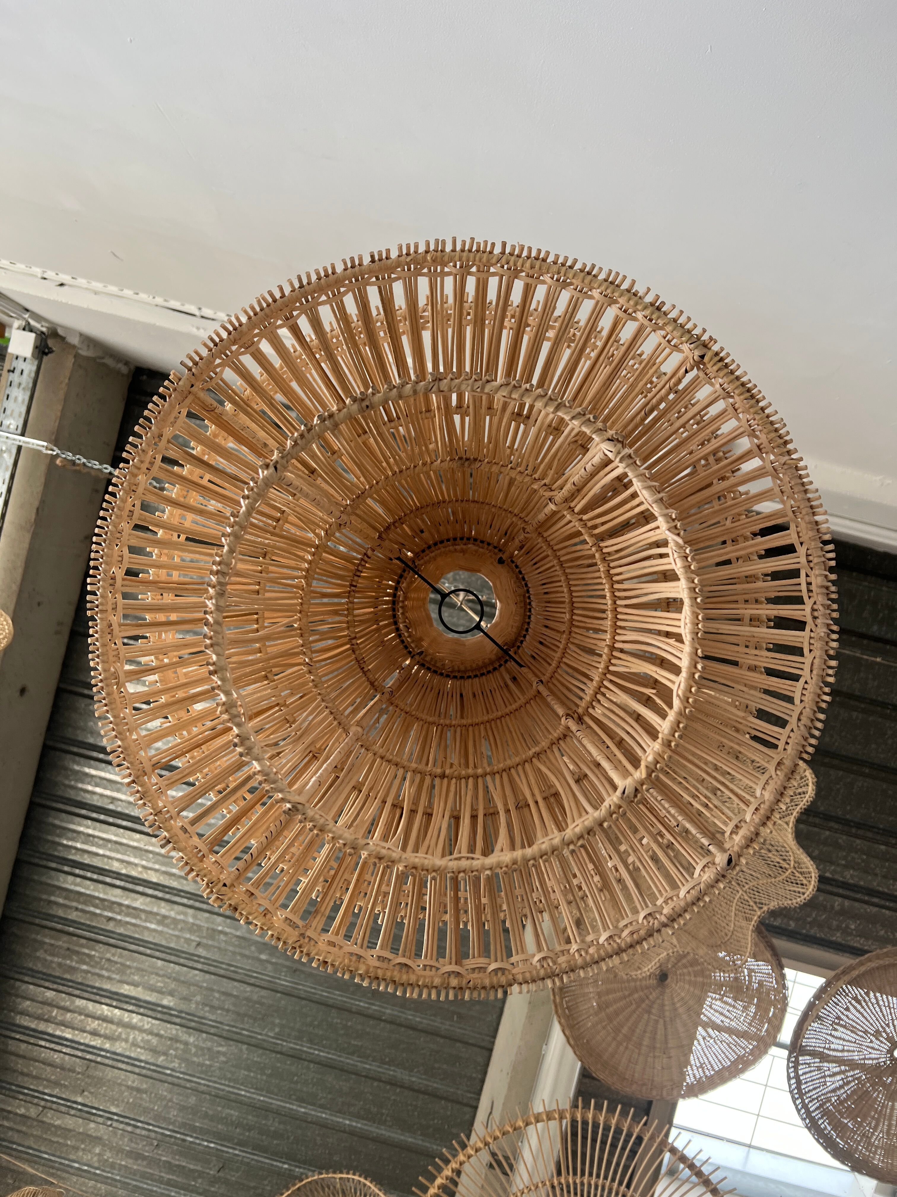 Rattan pendant lamp or light in the shape of an Asian lantern