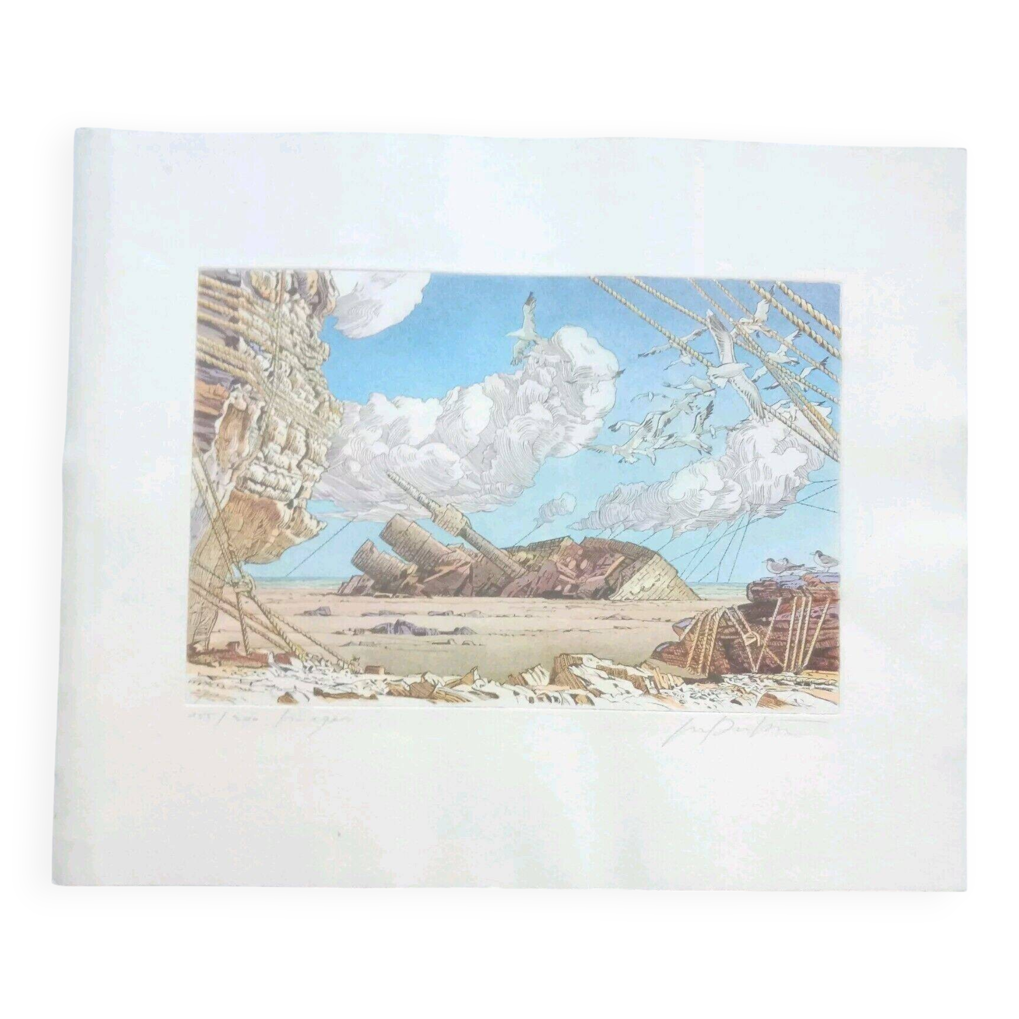 Muages, original lithograph No. 155/300 signed Michel Dubré (1942)