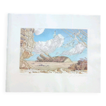 Muages, original lithograph No. 155/300 signed Michel Dubré (1942)
