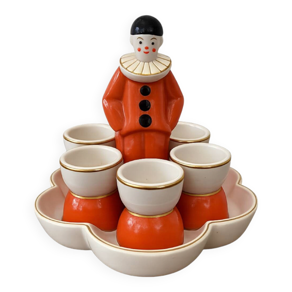 Rare service à œufs Art Déco Pierrot –  Robj – Céramiqu