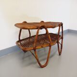 Coffee table with magazine tray in vintage rattan from the 60s